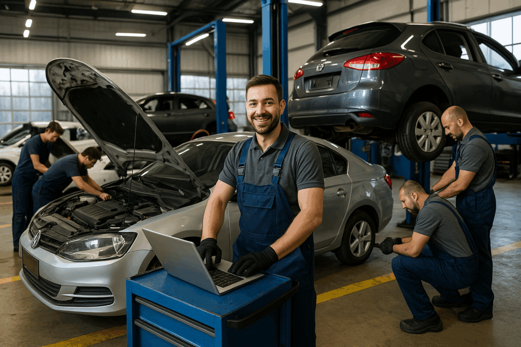 Garagehouder krijgt uitleg over recruitmentplatform voor monteurs binnen een garageformule